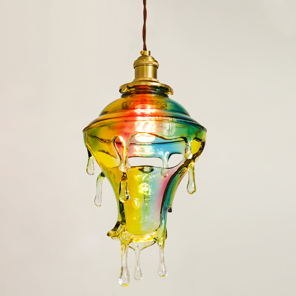 Resin Drip Hanging Lamp for Dining Room & Kitchen | Adjustable Cord Ceiling Fixture | LED or Edison Bulb Compatible | Modern Art Statement P | Thomler