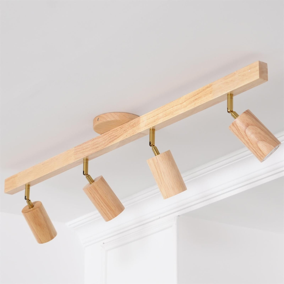 Deckenstrahler-Schiene Holzoptik verstellbare Spots für Küche Wohnzimmer Flur Bar Schienen-Deckenmontage ausrichtbare Akzentbeleuchtung | Thomler
