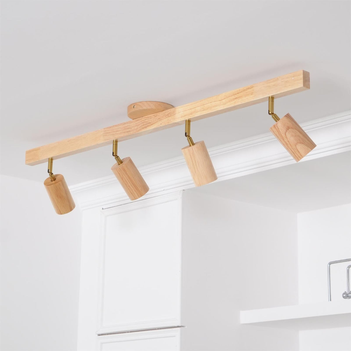 Deckenstrahler-Schiene Holzoptik verstellbare Spots für Küche Wohnzimmer Flur Bar Schienen-Deckenmontage ausrichtbare Akzentbeleuchtung | Thomler