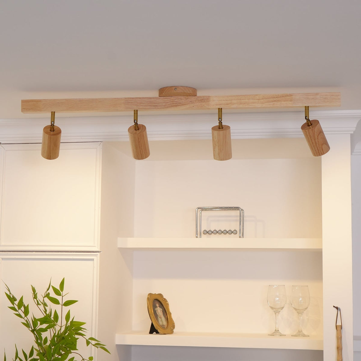 Deckenstrahler-Schiene Holzoptik verstellbare Spots für Küche Wohnzimmer Flur Bar Schienen-Deckenmontage ausrichtbare Akzentbeleuchtung | Thomler