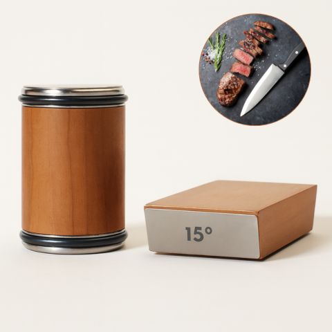 Afilador de cuchillos rodante para cuchillos de cocina – Herramienta guía de ángulo para una restauración rápida de bordes afilados como navaja – Base antideslizante, compacto, manual y portátil | Thomler