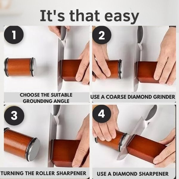 Afilador de cuchillos rodante para cuchillos de cocina – Herramienta guía de ángulo para una restauración rápida de bordes afilados como navaja – Base antideslizante, compacto, manual y portátil | Thomler
