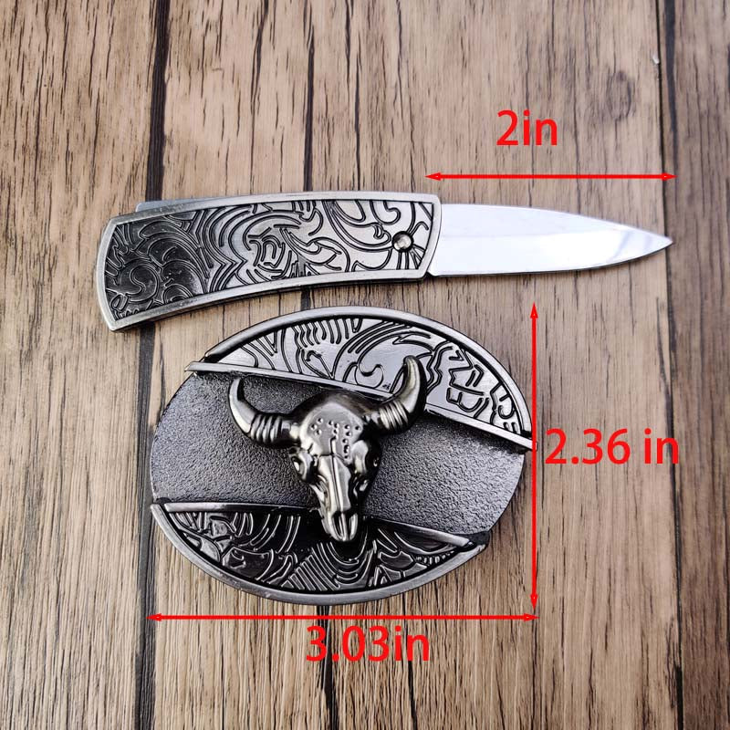 Westers gegraveerd accessoire van zinklegering voor riemen van 3,8 cm met verborgen gereedschap voor heren | Rodeo Ranch Rider-kleding