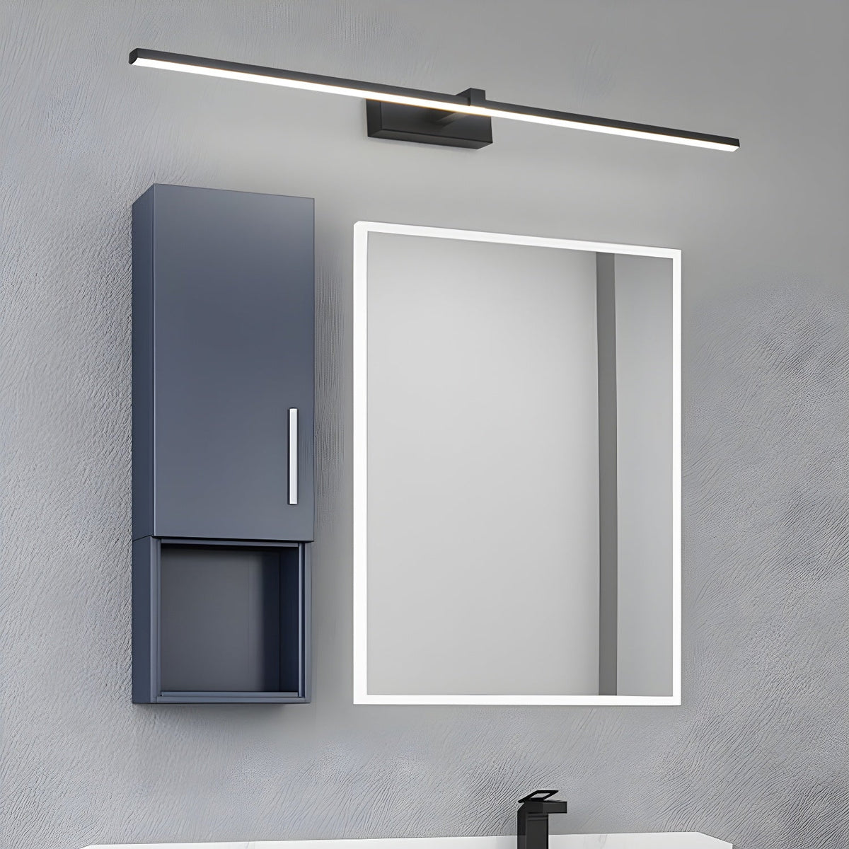 Barra de luz LED para tocador cableada de 16 pulgadas, aluminio negro para espejo de baño sobre lavabo, aplique de pared interior moderno con temperatura de color ajustable