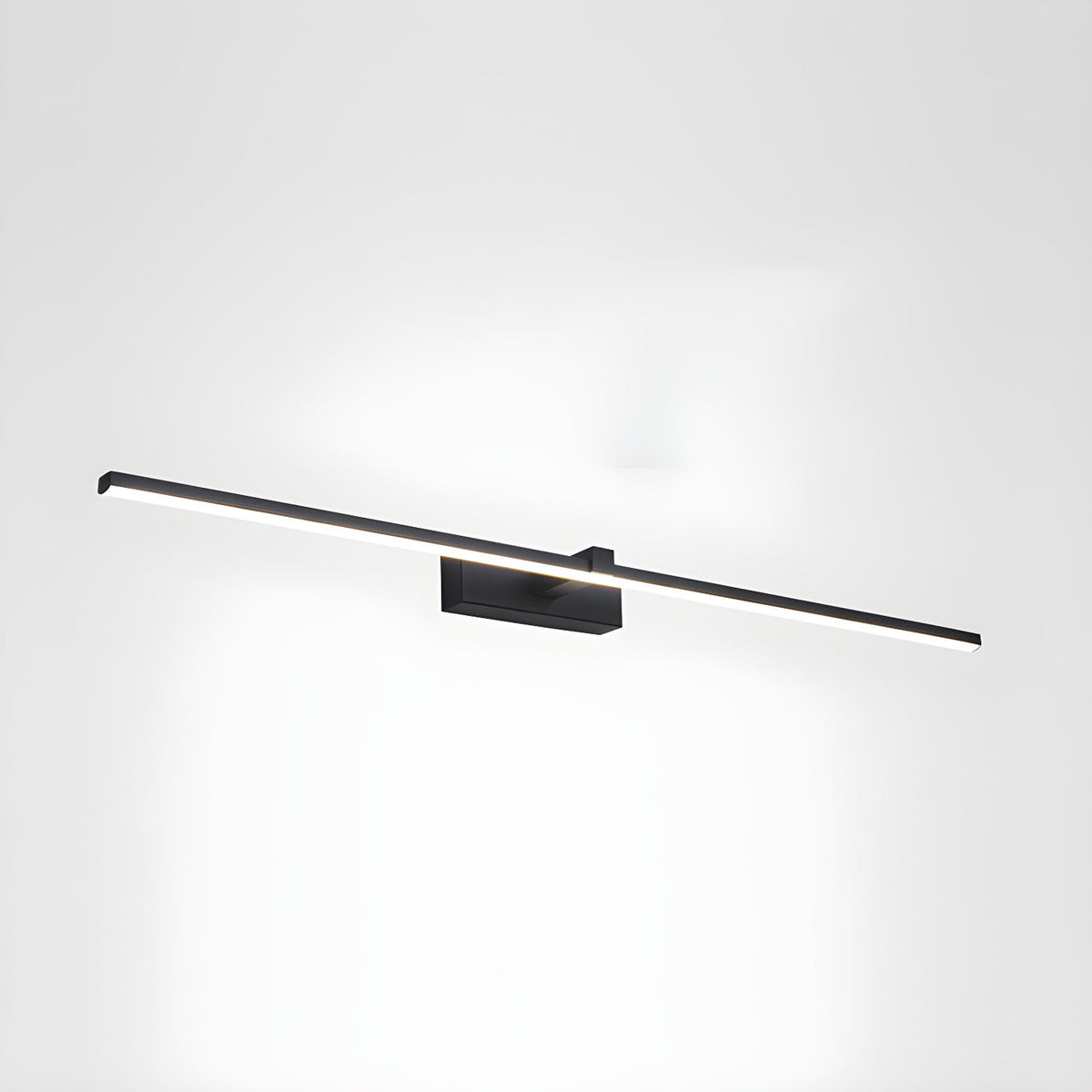 Barra de luz LED para tocador cableada de 16 pulgadas, aluminio negro para espejo de baño sobre lavabo, aplique de pared interior moderno con temperatura de color ajustable
