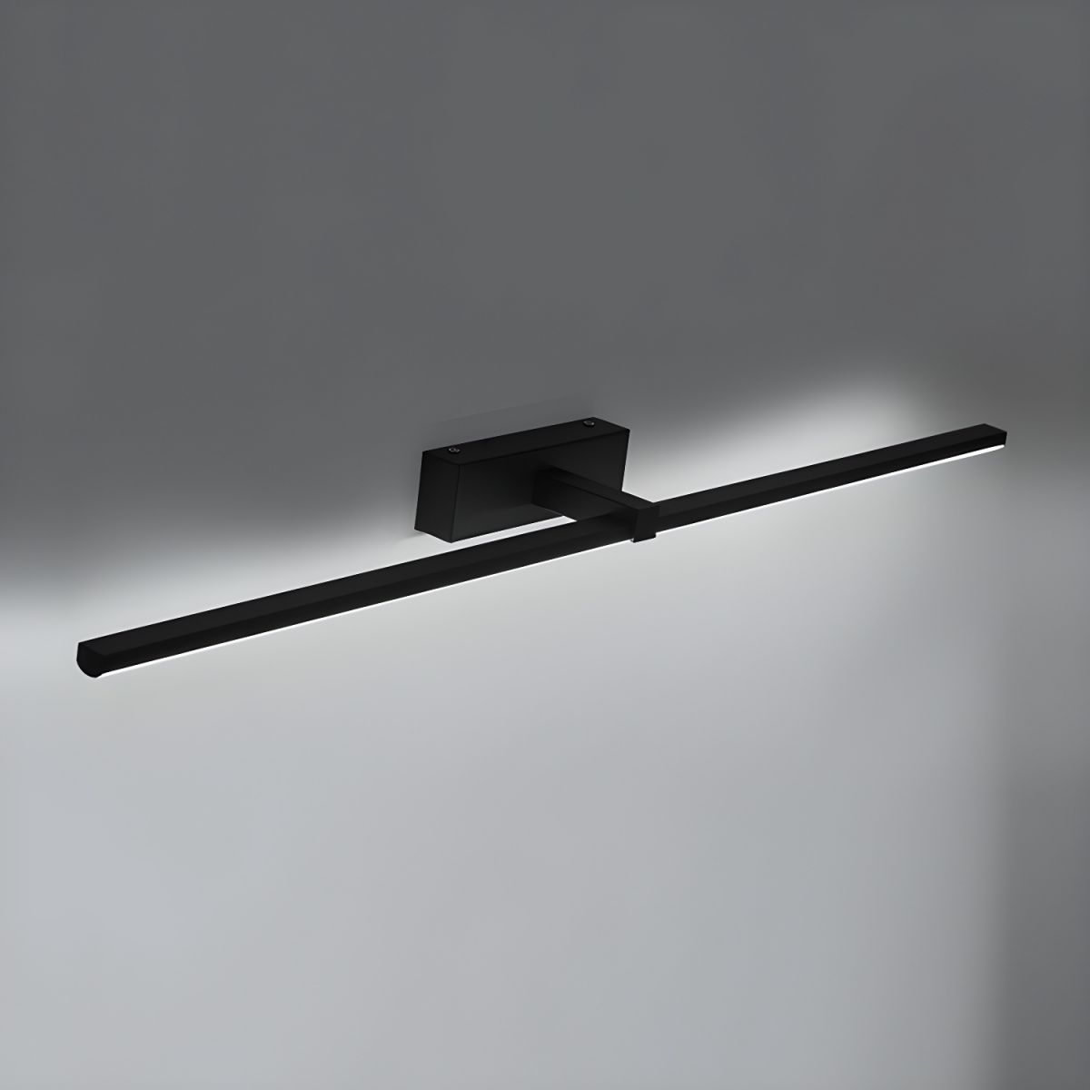 Barra de luz LED para tocador cableada de 16 pulgadas, aluminio negro para espejo de baño sobre lavabo, aplique de pared interior moderno con temperatura de color ajustable