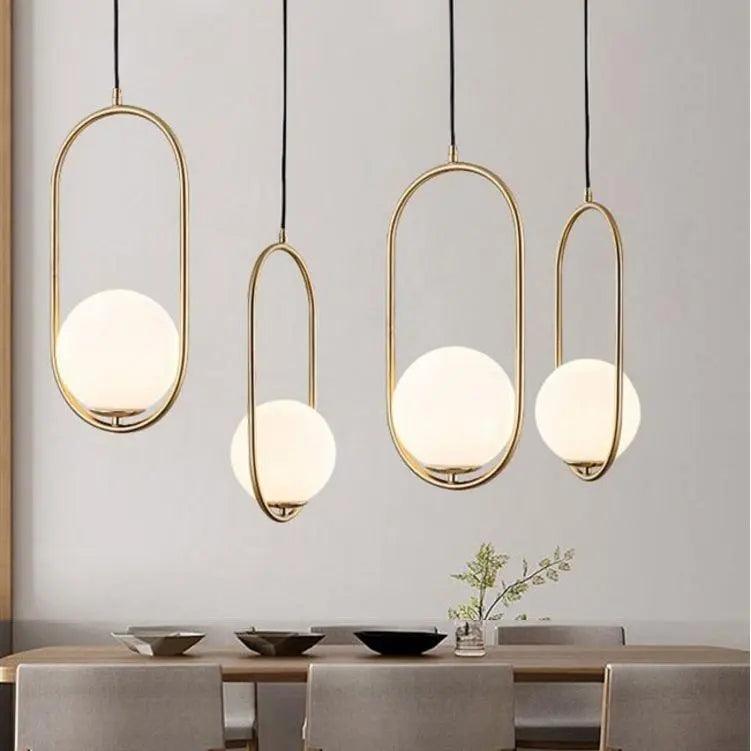 Glazen hanglamp met metalen frame voor kookeiland eetkamer eigentijdse plafondverlichting moderne hanglamp | Thomler