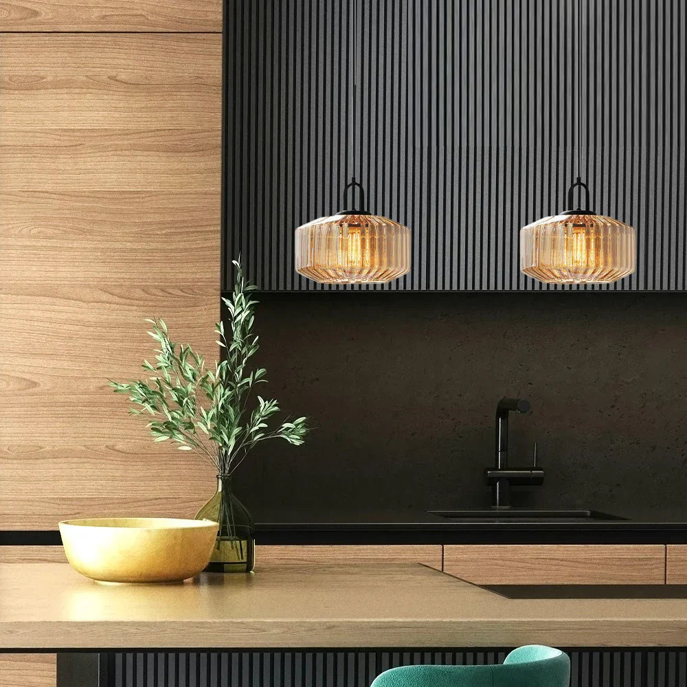 Handblown Glass Pendant Light Fixture 11 Inch Diameter for Kitchen Dining Room Hallway Living Room Bedroom LED Ceiling Light | Thomler