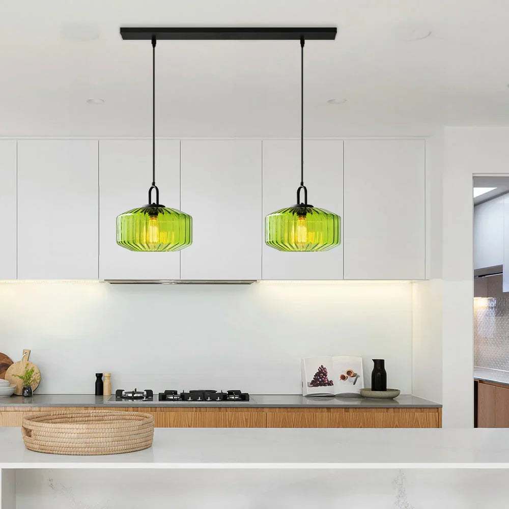 Handblown Glass Pendant Light Fixture 11 Inch Diameter for Kitchen Dining Room Hallway Living Room Bedroom LED Ceiling Light | Thomler