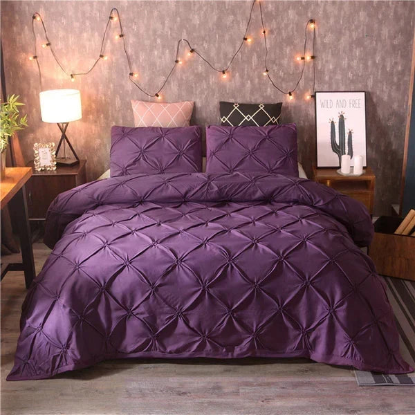 Microfiber Duvet Cover Set with 2 Pillow Shams – Soft & Breathable Bed Linen for Queen & King Size