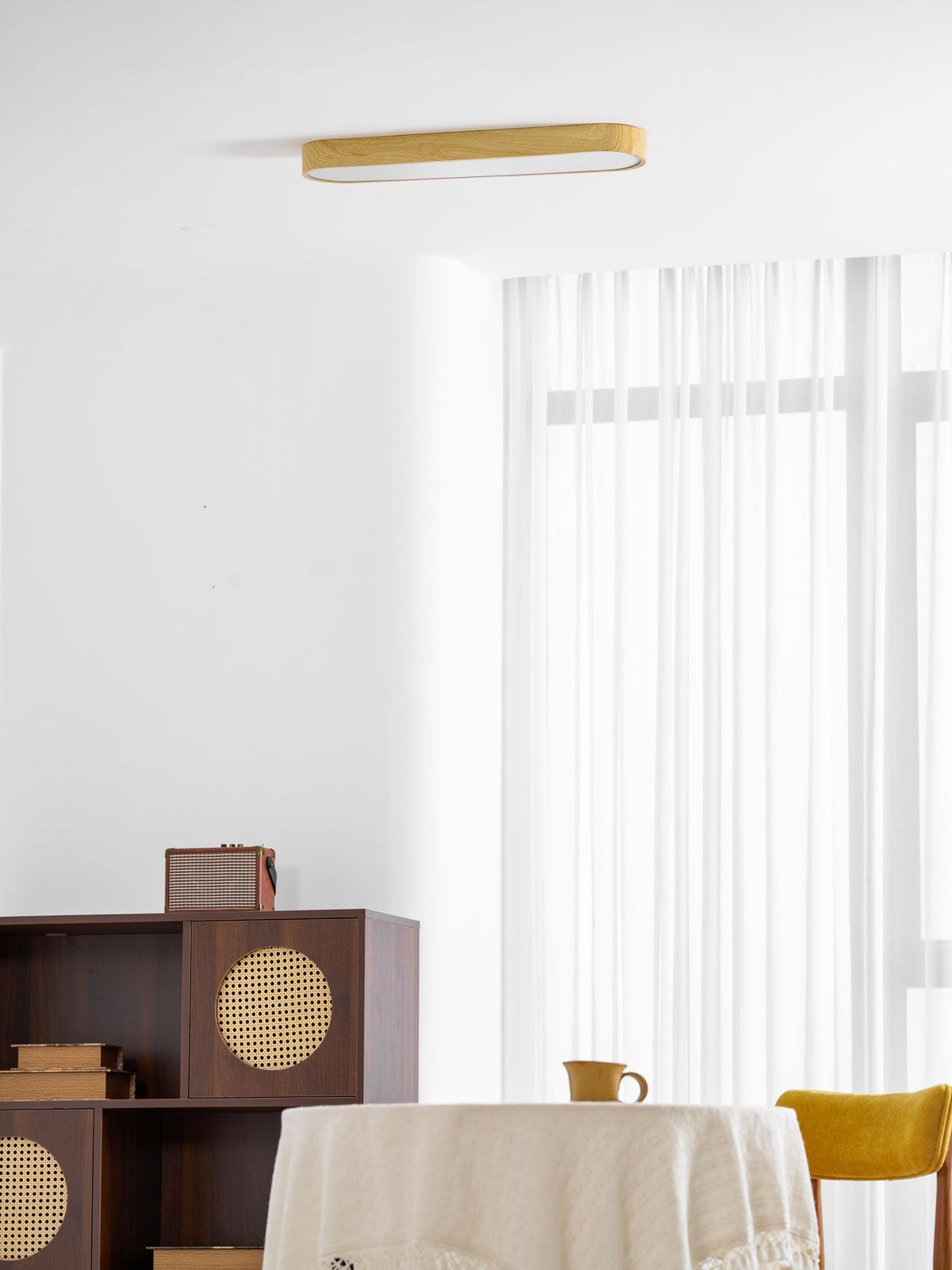 LED-Deckenleuchte mit Holzoptik-Rahmen, 16 Zoll, Weiß, für Schlafzimmer, Küche, Flur, flache integrierte Deckenlampe | Thomler