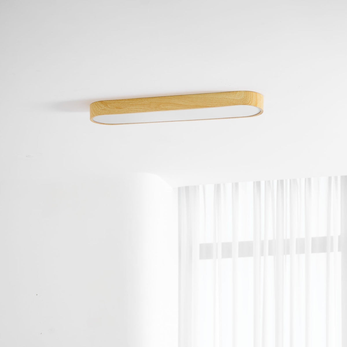 LED-Deckenleuchte mit Holzoptik-Rahmen, 16 Zoll, Weiß, für Schlafzimmer, Küche, Flur, flache integrierte Deckenlampe | Thomler