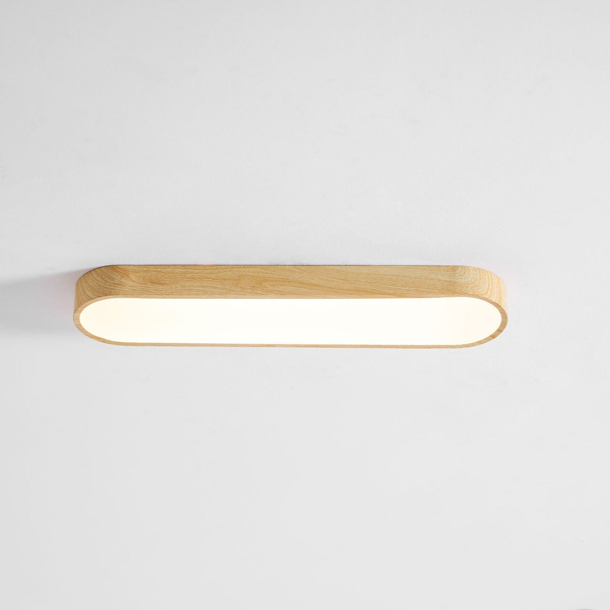 LED-Deckenleuchte mit Holzoptik-Rahmen, 16 Zoll, Weiß, für Schlafzimmer, Küche, Flur, flache integrierte Deckenlampe | Thomler