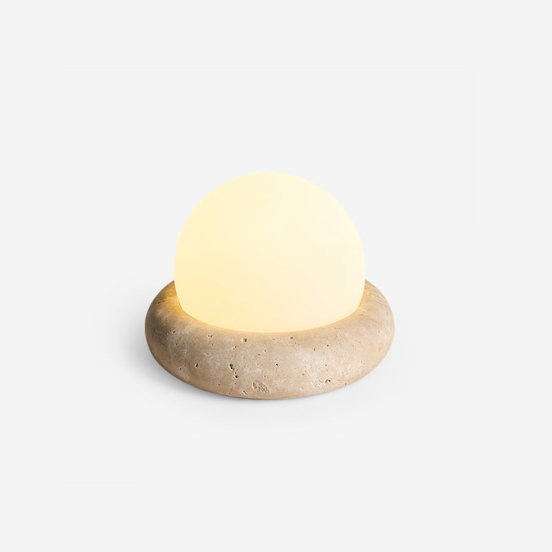 Rechargeable LED Accent Lamp Natural Stone Base Frosted Shade Wireless Remote Three Color Settings Bedroom Nightstand Desk Living Room Cordl | Thomler