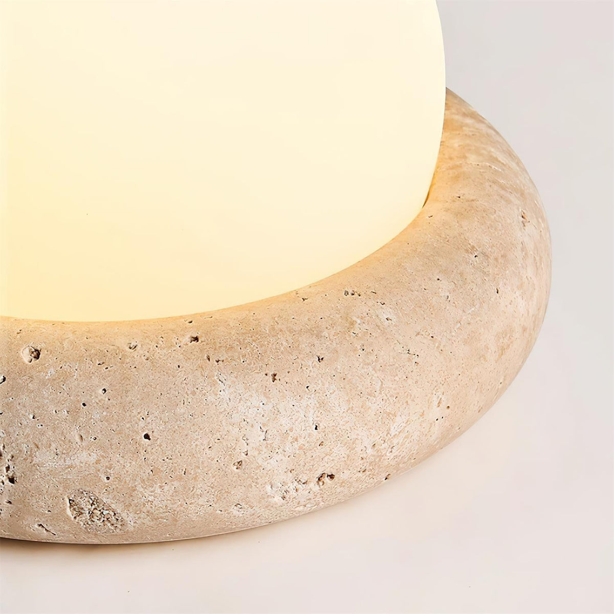 Wiederaufladbare LED-Akzentleuchte, Sockel aus Naturstein, satinierter Schirm, kabellos, Fernbedienung, drei Farbeinstellungen, für Schlafzimmer, Nachttisch, Schreibtisch, Wohnzimmer, kabellos | Thomler