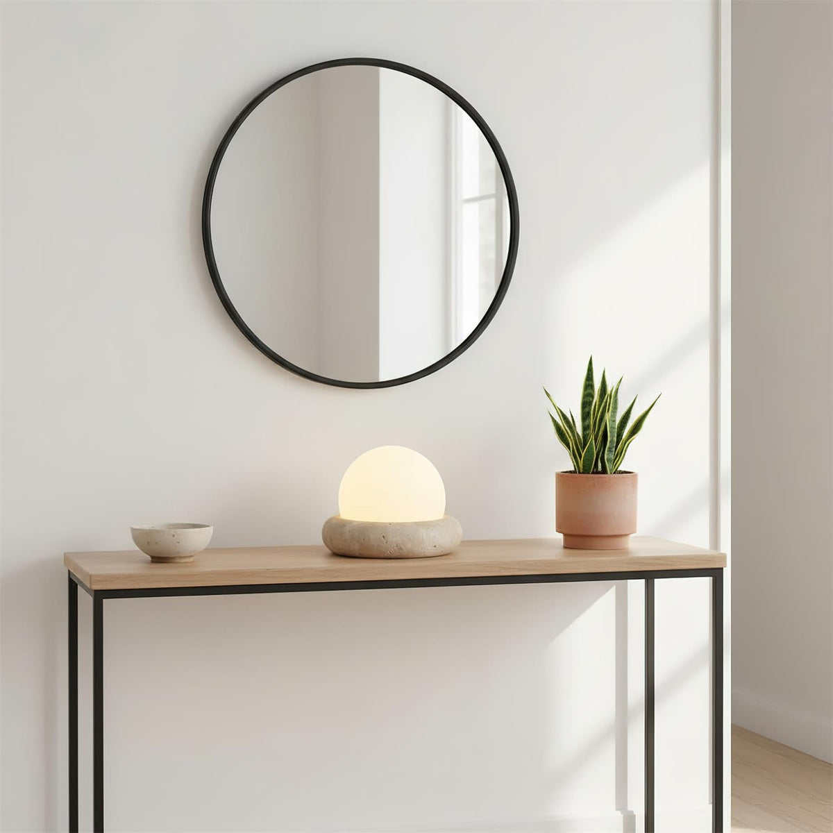 Wiederaufladbare LED-Akzentleuchte, Sockel aus Naturstein, satinierter Schirm, kabellos, Fernbedienung, drei Farbeinstellungen, für Schlafzimmer, Nachttisch, Schreibtisch, Wohnzimmer, kabellos | Thomler