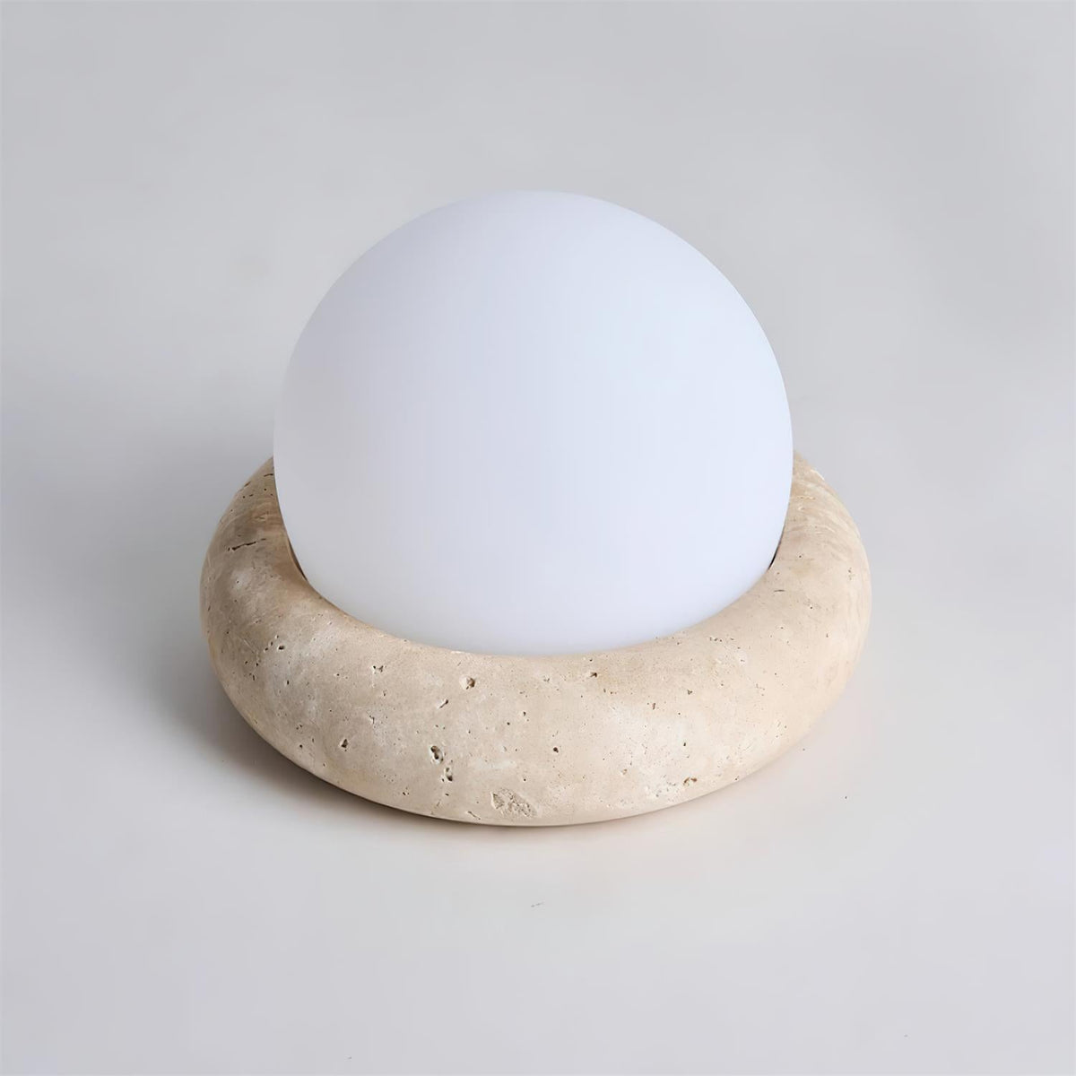 Wiederaufladbare LED-Akzentleuchte, Sockel aus Naturstein, satinierter Schirm, kabellos, Fernbedienung, drei Farbeinstellungen, für Schlafzimmer, Nachttisch, Schreibtisch, Wohnzimmer, kabellos | Thomler