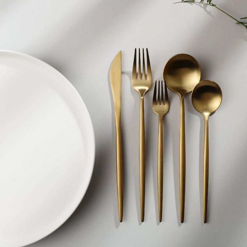 Titanium-Coated Stainless Steel Flatware Set – 18/10 Premium Dinnerware Service for Everyday Dining & Special Occasions | Thomler
