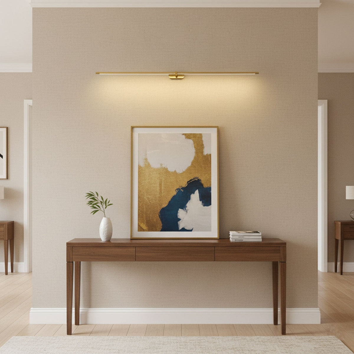 Lámpara de espejo de baño LED de 27 pulgadas, aplique de pared recargable y regulable, inalámbrico, color negro y dorado, accesorio de tocador con control táctil para baño de visitas