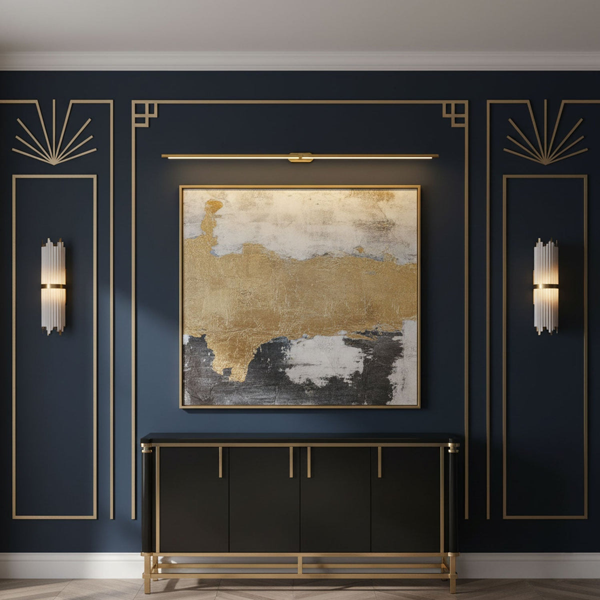 Lámpara lineal LED para baño, aplique de pared de metal de 27-50 pulgadas para espejo, acabado en negro, dorado o níquel cepillado, luz cálida para tocador o vestidor