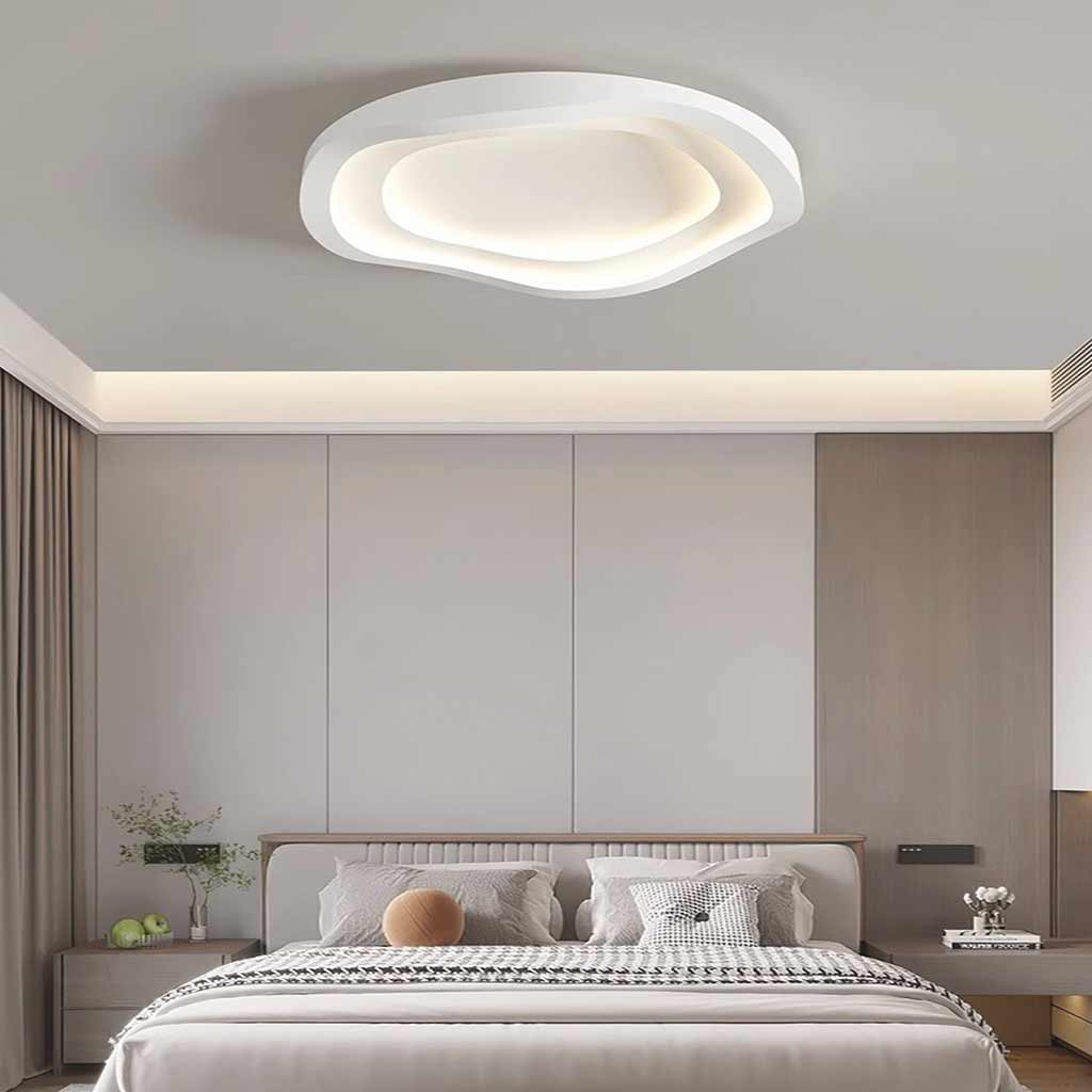 Low-Profile LED Ceiling Light 16-24 in Adjustable Dimmable White Iron Modern Overhead Fixture for Bedrooms Kitchens Home Office Hallways Ent | Thomler