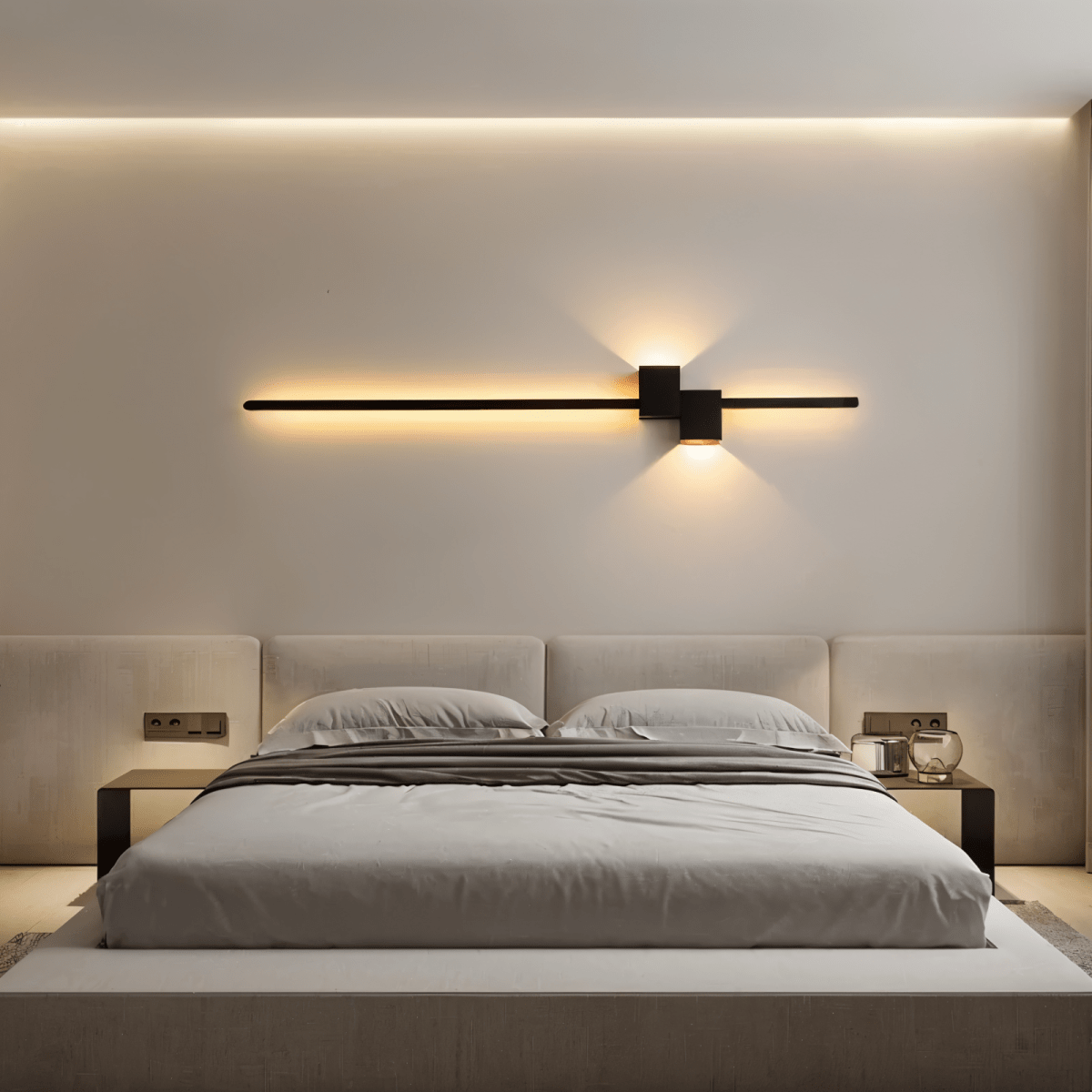 Linear Metal Sconce 24 in Modern Indirect Up-Down Fixture Warm White Integrated LED for Bedroom Living Room Hallway Ambient Wall Mount