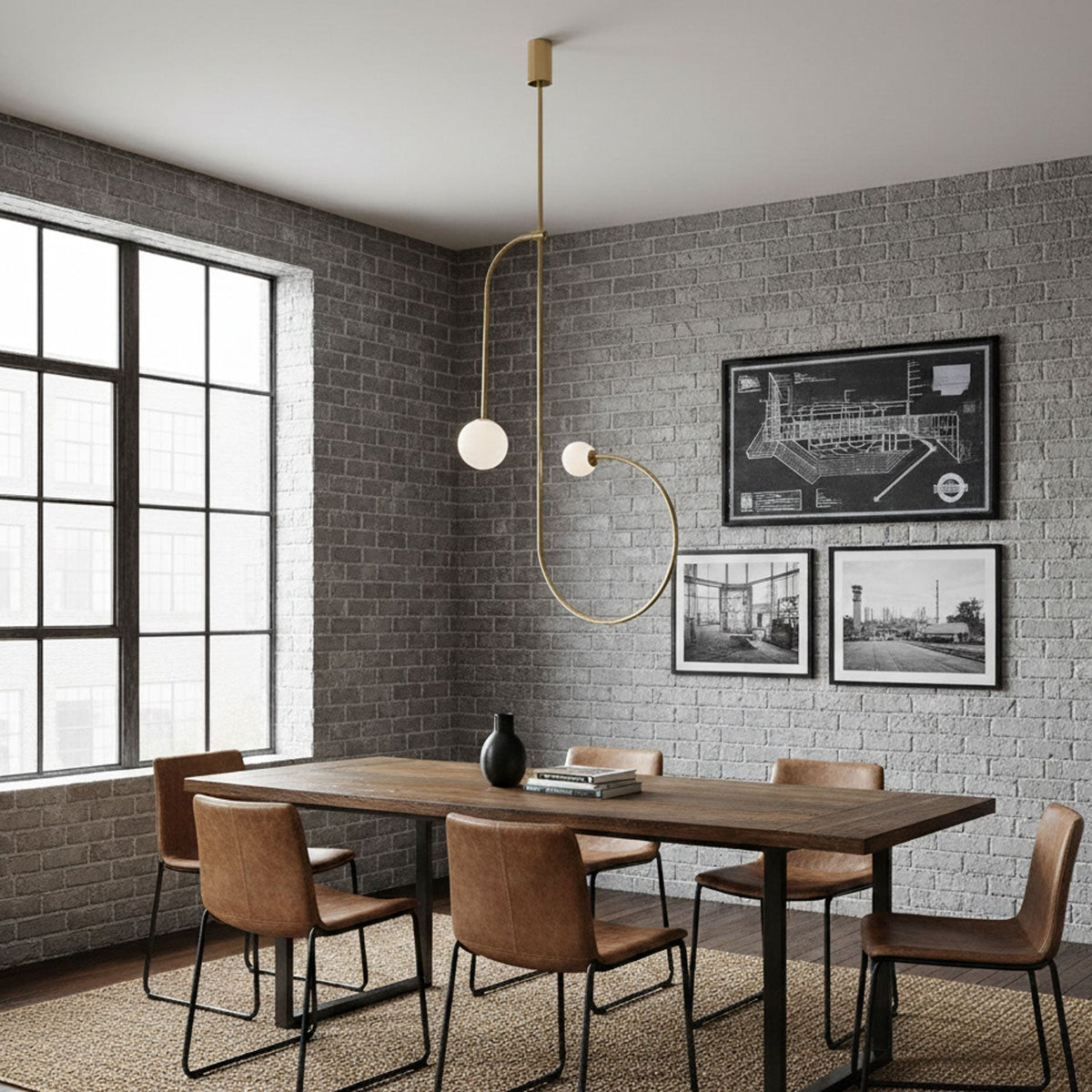 Lámpara de techo escultural con difusores de vidrio opalino, acabado en negro y latón, diseño de múltiples brazos para comedor, vestíbulo, lámpara de techo moderna