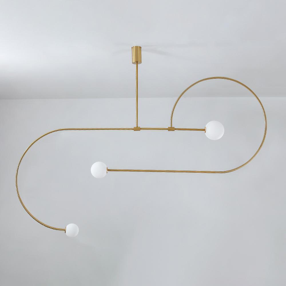 Lámpara de techo escultural con difusores de vidrio opalino, acabado en negro y latón, diseño de múltiples brazos para comedor, vestíbulo, lámpara de techo moderna