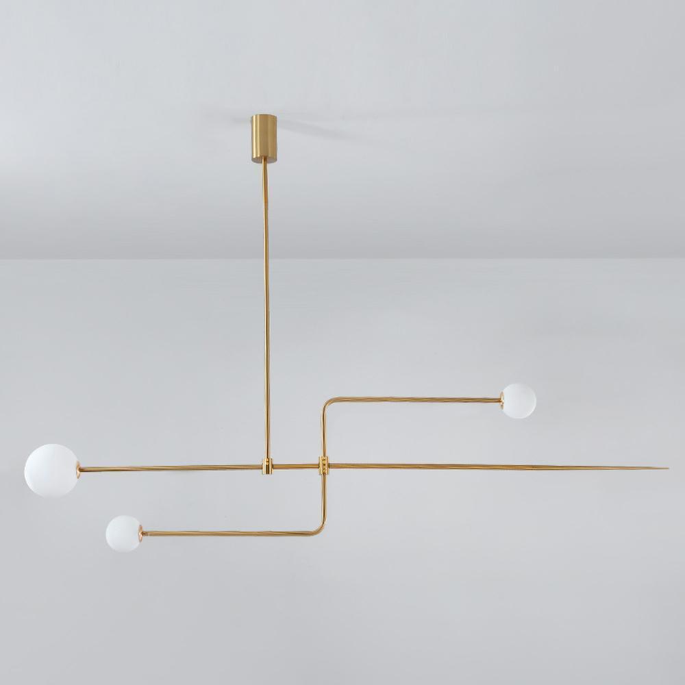 Lámpara de techo escultural con difusores de vidrio opalino, acabado en negro y latón, diseño de múltiples brazos para comedor, vestíbulo, lámpara de techo moderna