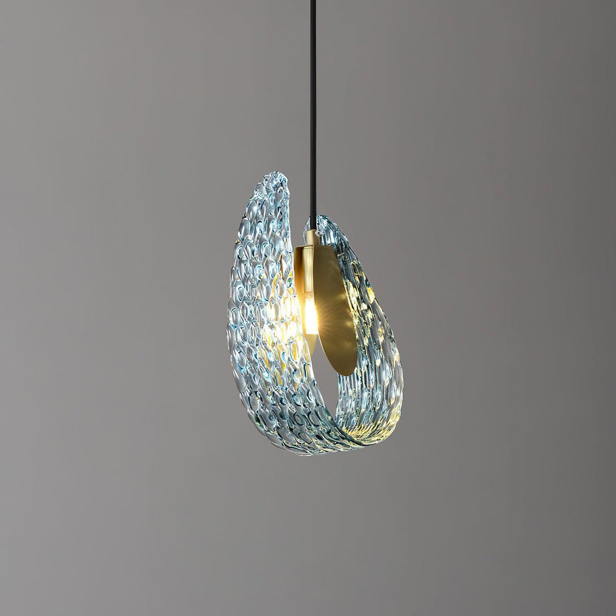 Handblown Cobalt Glass Drop Ceiling Fixture with Metal Accents 5.1 inch for Kitchen Island Dining Area Entryway | Thomler