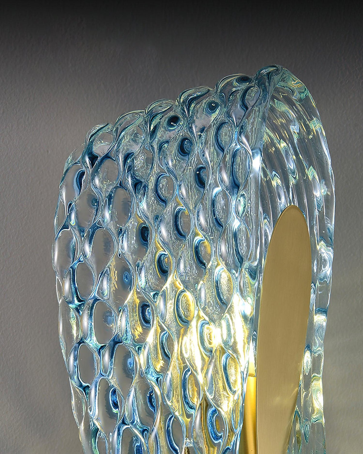 Vintage Brass and Blue Glass Wall Sconce for Bedroom Hallway Living Room – Elegant Decorative 2-Light or 3-Light Fixture with Diamond Textur | Thomler