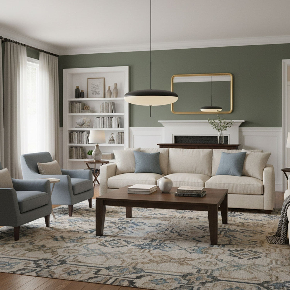 Decken-Pendelleuchte, weißer Polymerschirm, höhenverstellbar, modern, für Esszimmer, Küche, Wohnzimmer, Hängeleuchte, E26/E27-Fassung, 30 cm | Thomler