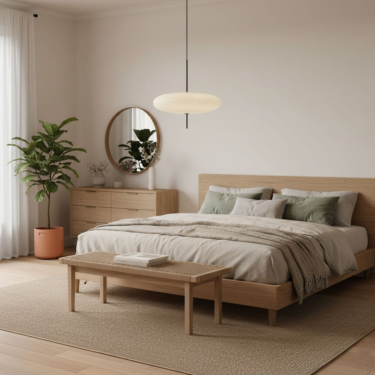 Decken-Pendelleuchte, weißer Polymerschirm, höhenverstellbar, modern, für Esszimmer, Küche, Wohnzimmer, Hängeleuchte, E26/E27-Fassung, 30 cm | Thomler
