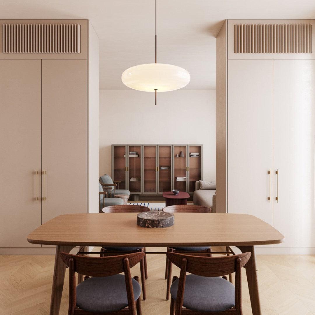 Decken-Pendelleuchte, weißer Polymerschirm, höhenverstellbar, modern, für Esszimmer, Küche, Wohnzimmer, Hängeleuchte, E26/E27-Fassung, 30 cm | Thomler