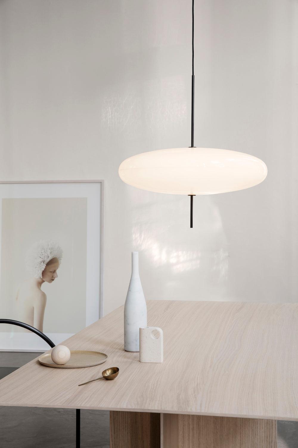 Decken-Pendelleuchte, weißer Polymerschirm, höhenverstellbar, modern, für Esszimmer, Küche, Wohnzimmer, Hängeleuchte, E26/E27-Fassung, 30 cm | Thomler