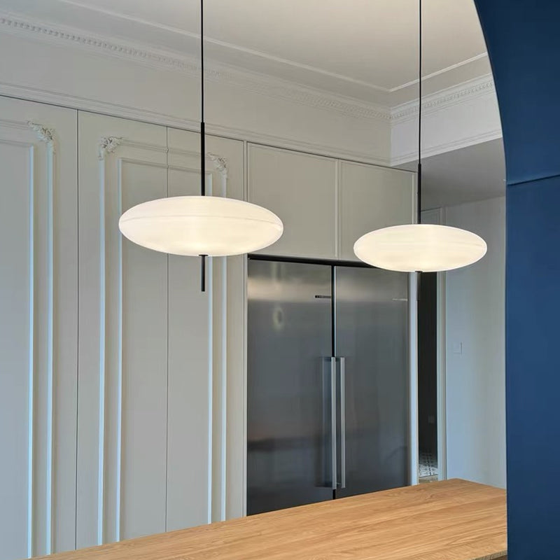 Decken-Pendelleuchte, weißer Polymerschirm, höhenverstellbar, modern, für Esszimmer, Küche, Wohnzimmer, Hängeleuchte, E26/E27-Fassung, 30 cm | Thomler