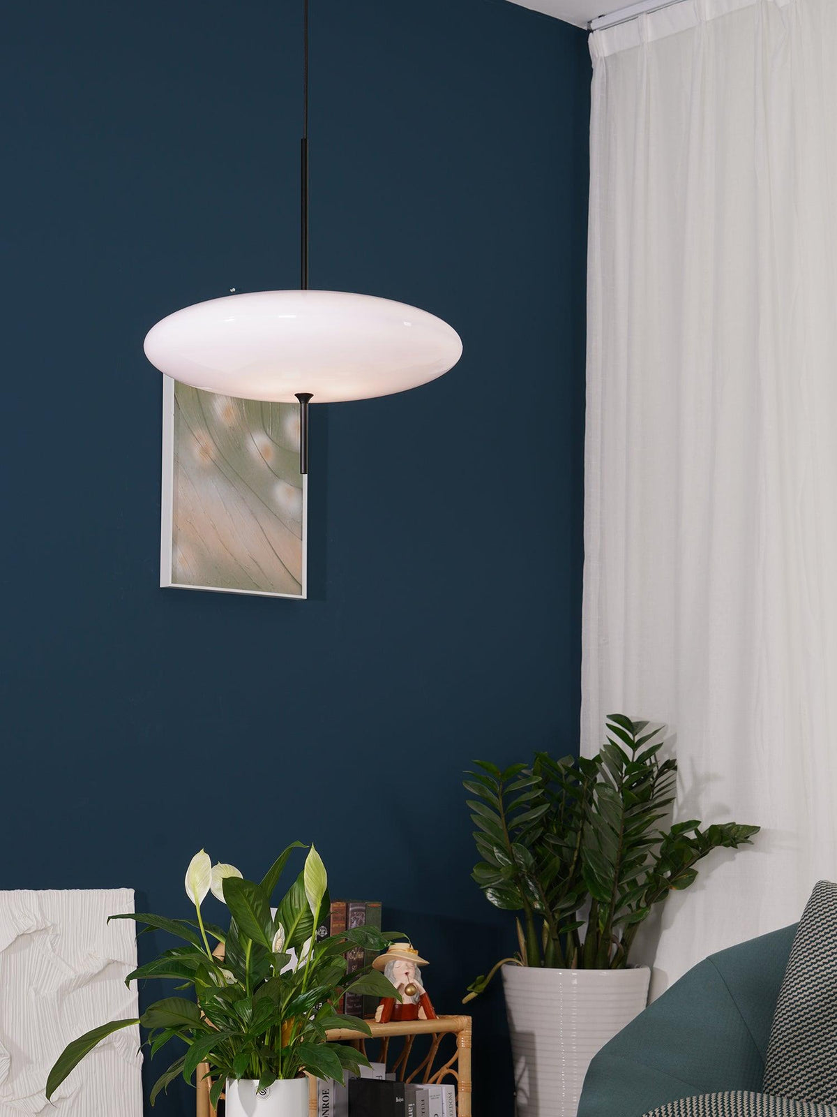 Decken-Pendelleuchte, weißer Polymerschirm, höhenverstellbar, modern, für Esszimmer, Küche, Wohnzimmer, Hängeleuchte, E26/E27-Fassung, 30 cm | Thomler