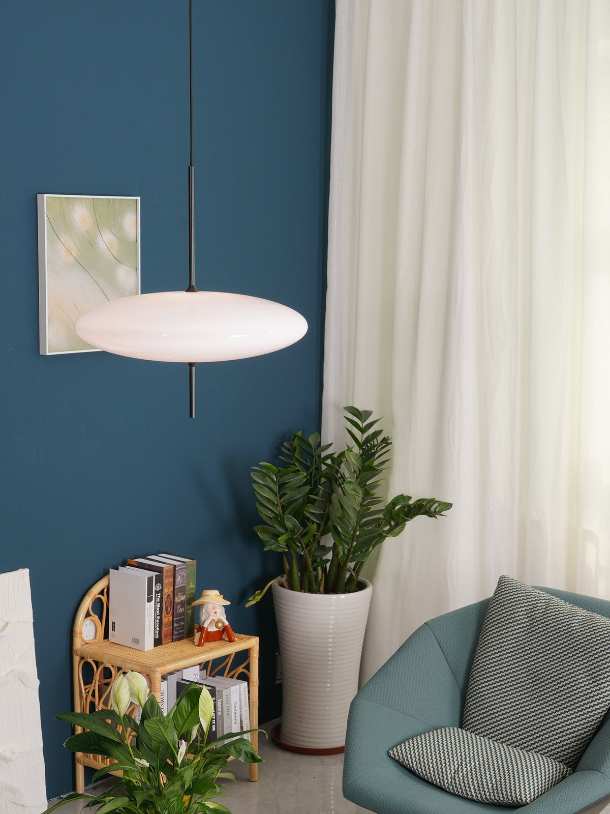 Decken-Pendelleuchte, weißer Polymerschirm, höhenverstellbar, modern, für Esszimmer, Küche, Wohnzimmer, Hängeleuchte, E26/E27-Fassung, 30 cm | Thomler