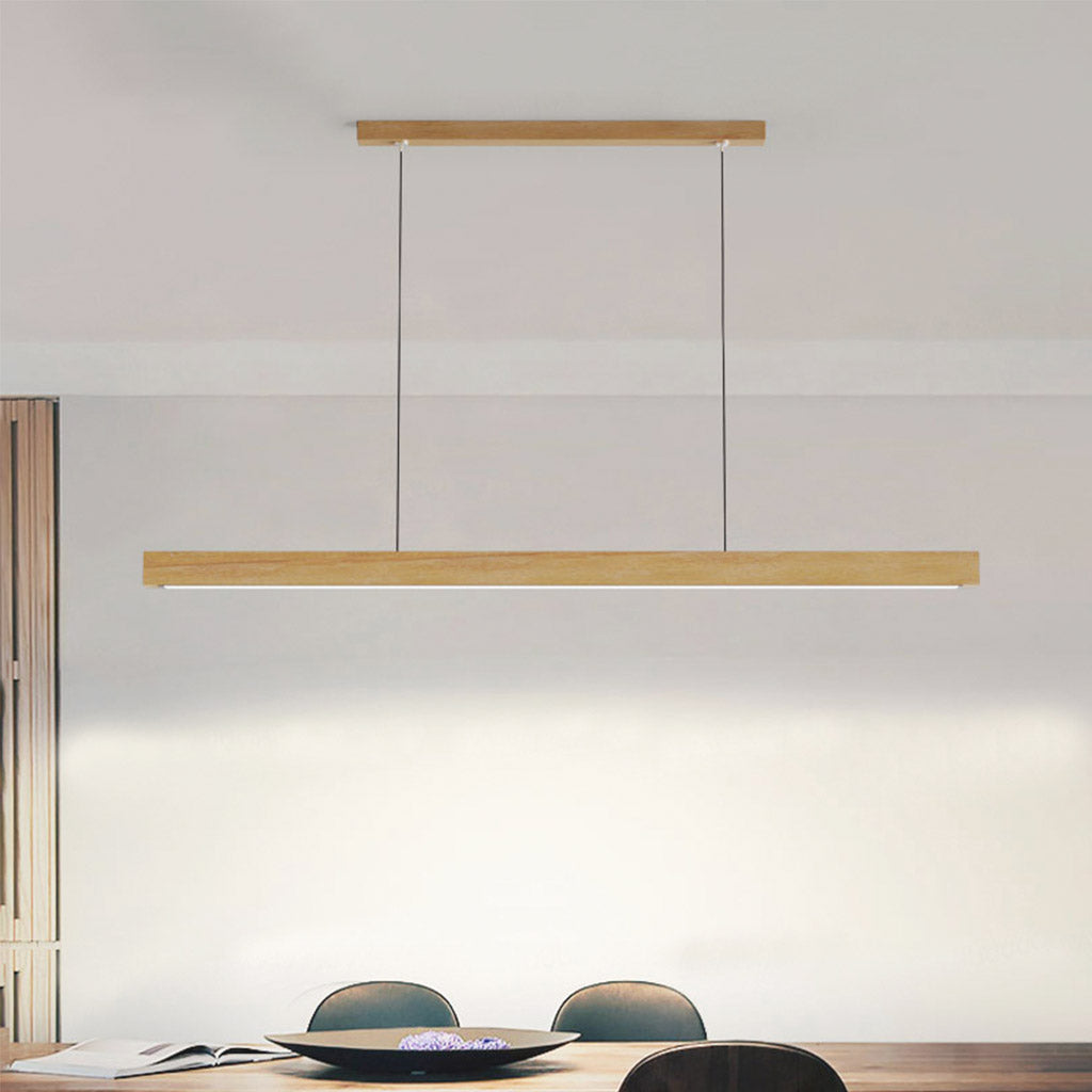 Linear Wood Ceiling Light for Island & Desk | Adjustable LED Bar Fixture in Natural or Walnut Finish | Minimalist Overhead Task Lighting for | Thomler