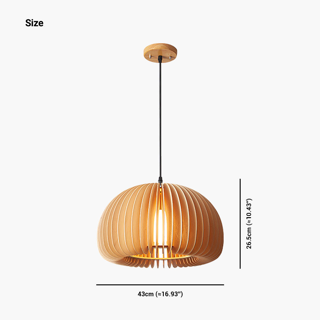 Wooden Ceiling Lamp Natural Finish 14 Inch Hanging Light for Dining Tables Kitchen Islands Living Areas Adjustable Color Temperature E26 Bas | Thomler