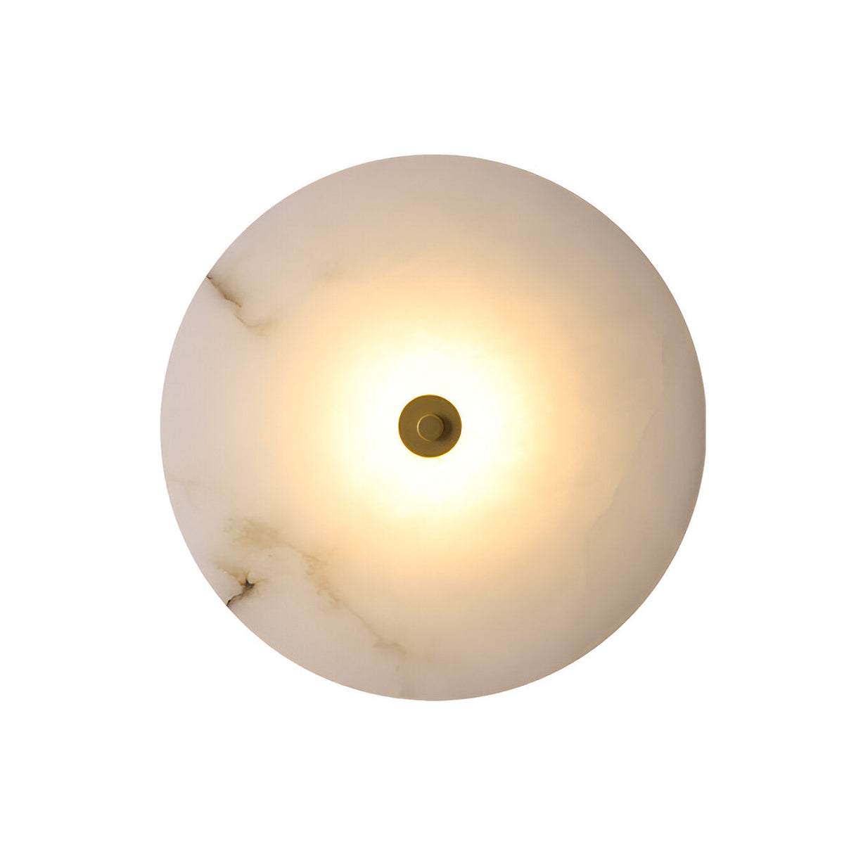Round Alabaster Sconce LED Warm Glow Indoor Natural Stone Circle Fixture Iron Frame Bedroom Hallway Living Room Ambient Lighting 12.6 Inch | Thomler