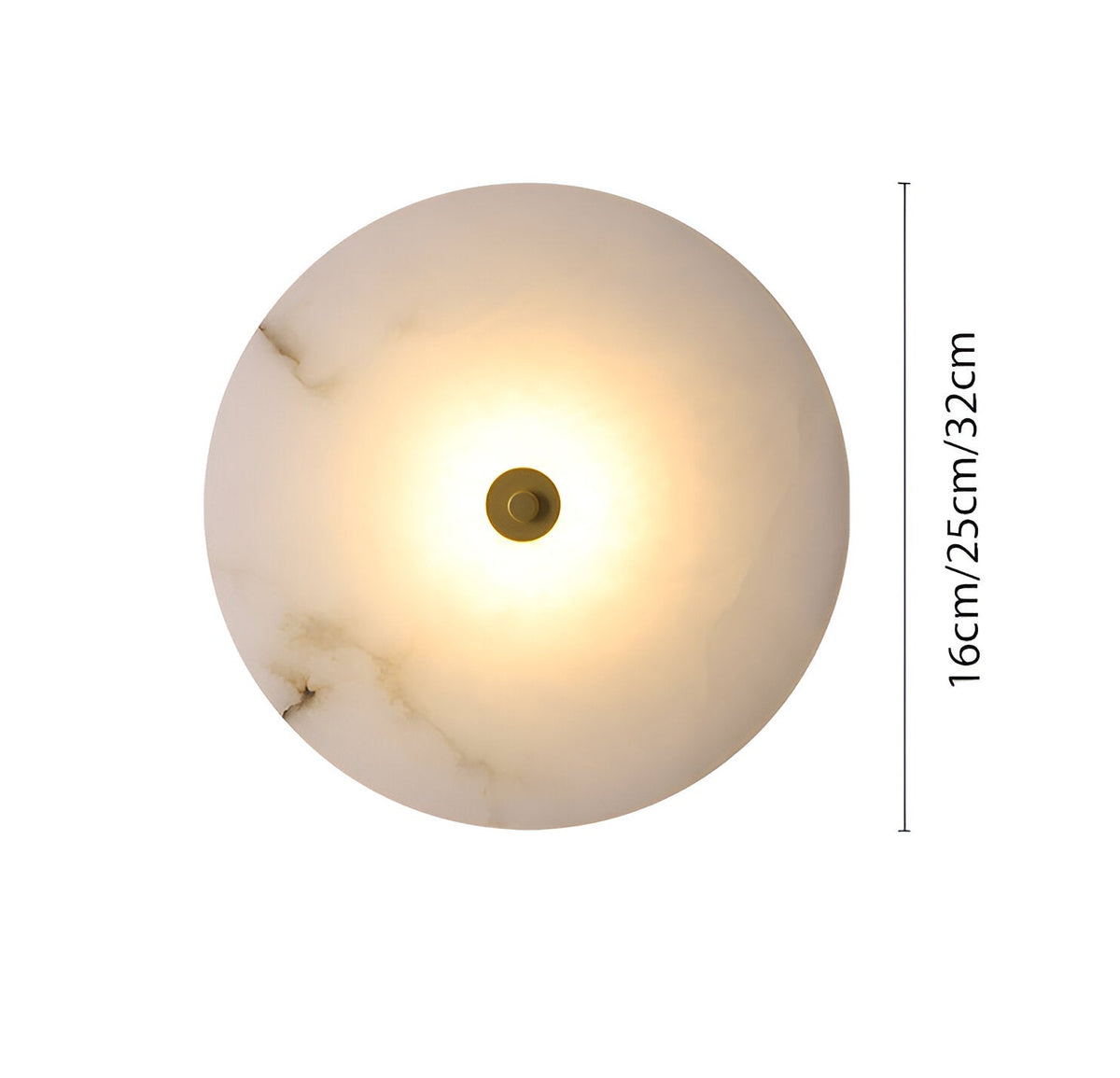 Round Alabaster Sconce LED Warm Glow Indoor Natural Stone Circle Fixture Iron Frame Bedroom Hallway Living Room Ambient Lighting 12.6 Inch | Thomler