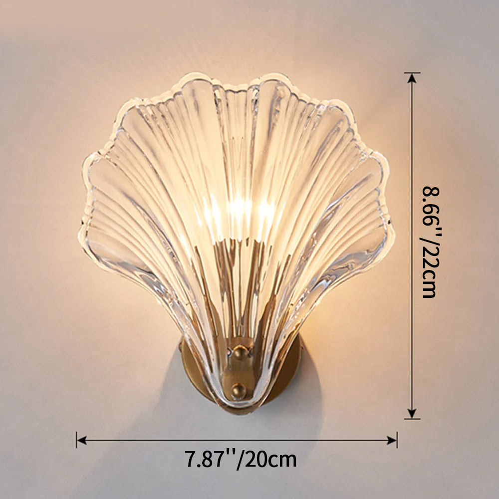 Muschel-Wandleuchte Gold 20 cm Schlafzimmer Flur Badezimmer LED-Wandlampe Küstendekor Ambientebeleuchtung Moderner Luxus Metallhalterung E14 | Thomler