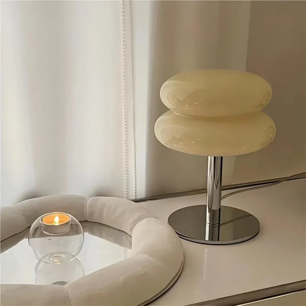 Frosted Glass Accent Lamp 10 Inch Sphere Bedside Light with Metal Base for Nightstand Reading Office Desktop Illumination | Thomler