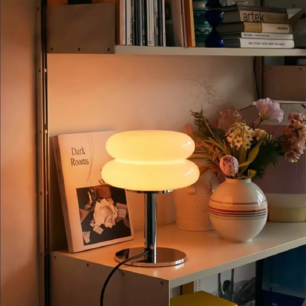 Frosted Glass Accent Lamp 10 Inch Sphere Bedside Light with Metal Base for Nightstand Reading Office Desktop Illumination | Thomler