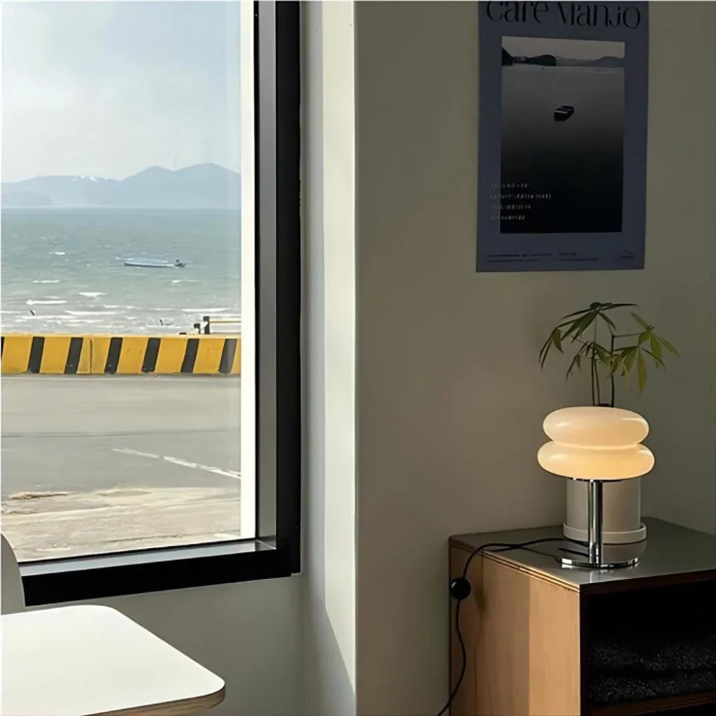 Frosted Glass Accent Lamp 10 Inch Sphere Bedside Light with Metal Base for Nightstand Reading Office Desktop Illumination | Thomler