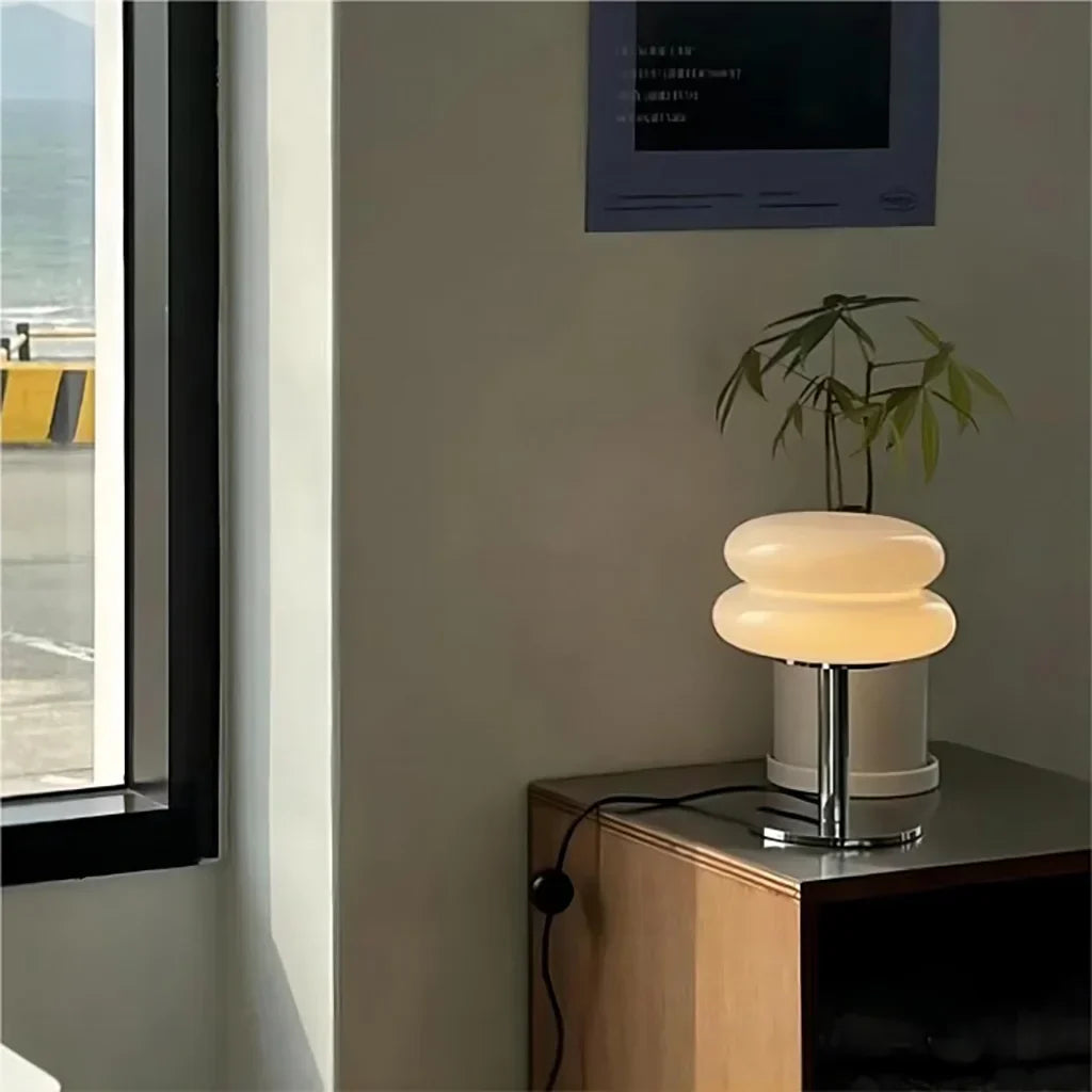 Frosted Glass Accent Lamp 10 Inch Sphere Bedside Light with Metal Base for Nightstand Reading Office Desktop Illumination | Thomler