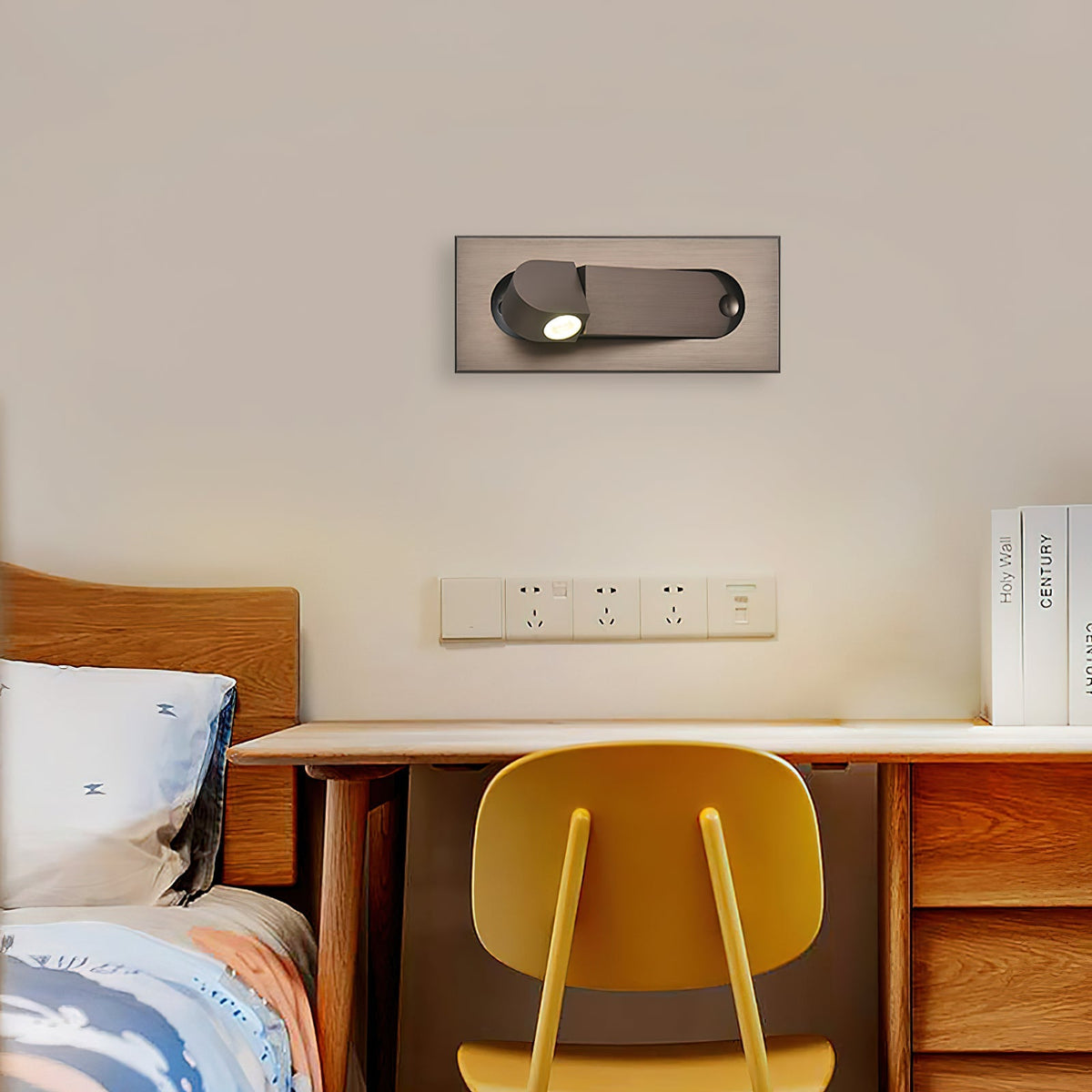 Aplique de pared LED giratorio con interruptor de botón para lectura nocturna enfocada en espacios compactos | Thomler