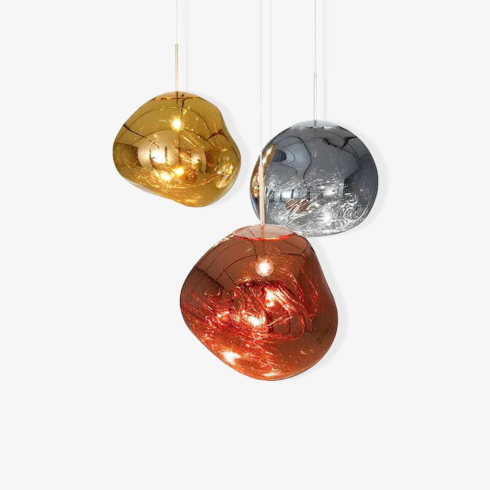 Reflective Globe Pendant Light Fixture with Adjustable Drop | Metal Hanging Ceiling Lamp for Kitchen Island Dining Room Living Space | Avail