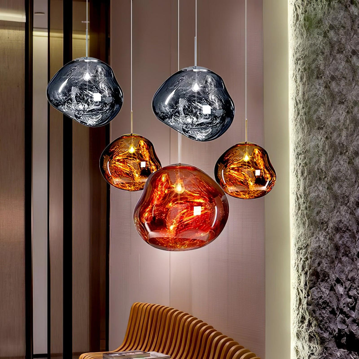 Reflektierende Globe-Pendelleuchte mit verstellbarer Abhängung | Metall-Hängelampe für Kücheninsel, Esszimmer und Wohnbereich | Verfügbar